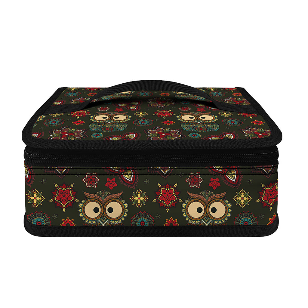 Cute Boho Owl Pattern Print Small Lunch Bag