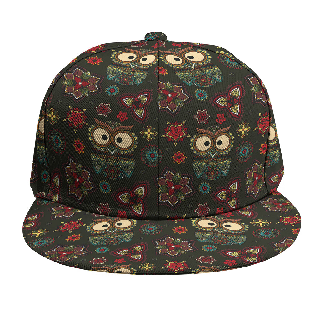 Cute Boho Owl Pattern Print Snapback Cap