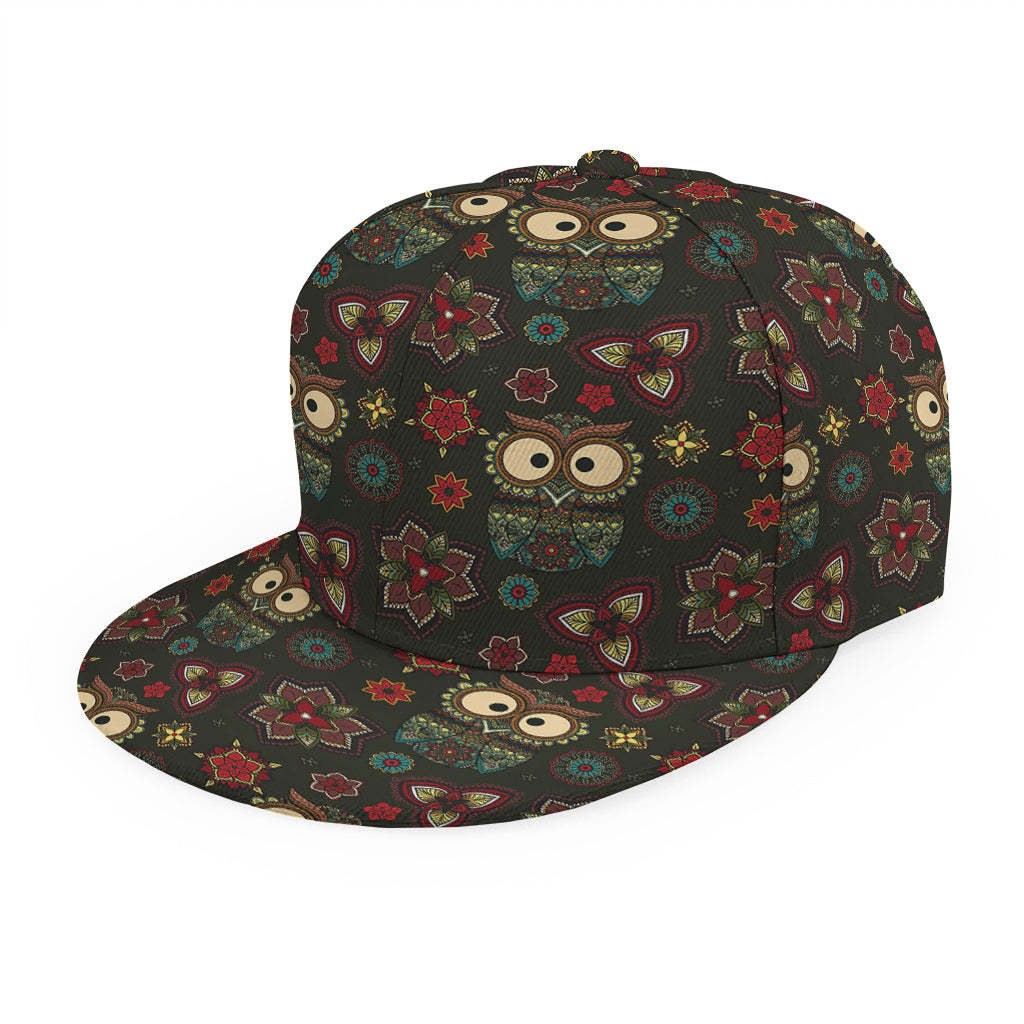 Cute Boho Owl Pattern Print Snapback Cap