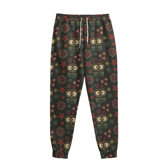 Cute Boho Owl Pattern Print Sweatpants
