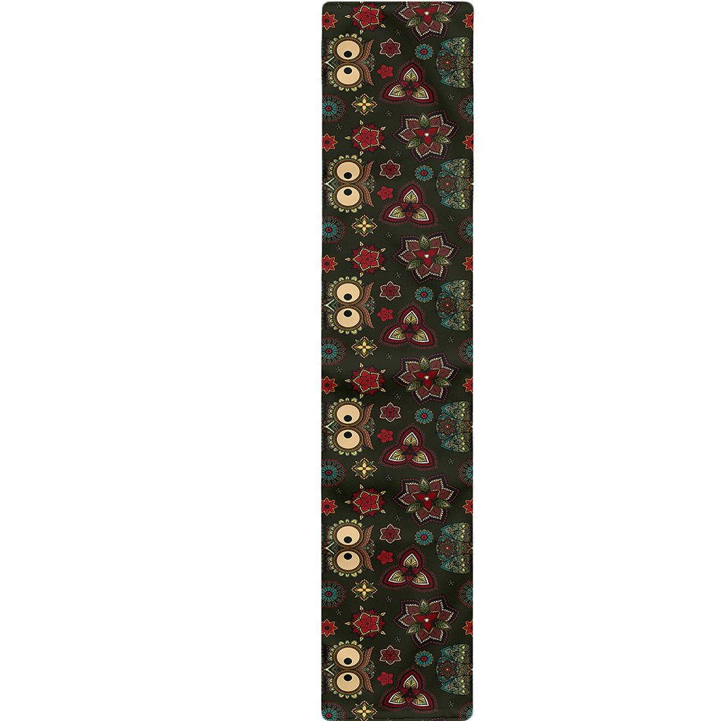 Cute Boho Owl Pattern Print Table Runner