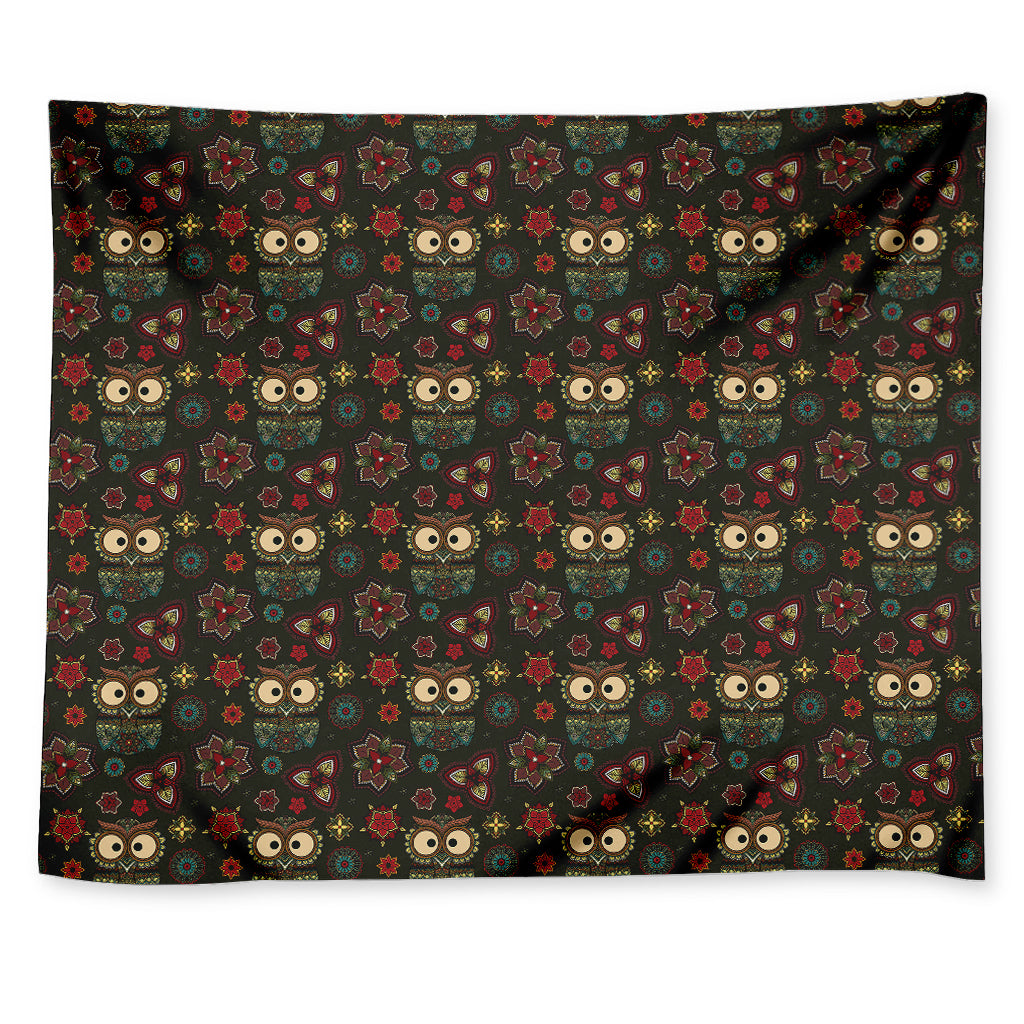 Cute Boho Owl Pattern Print Tapestry