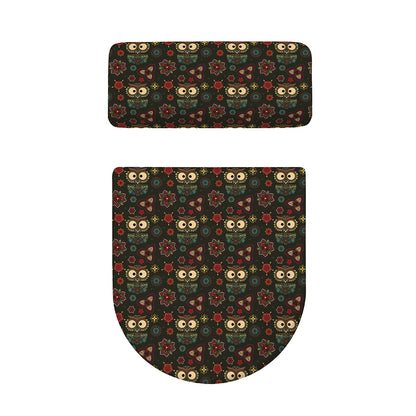 Cute Boho Owl Pattern Print Toilet Lid And Tank Cover Set