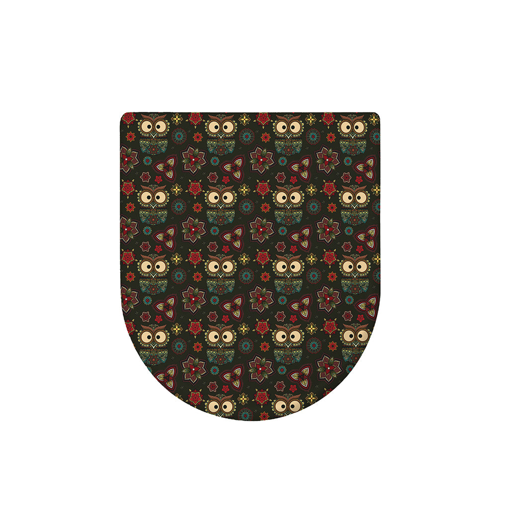 Cute Boho Owl Pattern Print Toilet Lid Cover