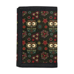 Cute Boho Owl Pattern Print Trifold Wallet