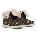 Cute Boho Owl Pattern Print Winter Boots