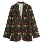 Cute Boho Owl Pattern Print Women's Cotton Blazer