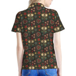 Cute Boho Owl Pattern Print Women's Polo Shirt