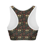 Cute Boho Owl Pattern Print Women's Sports Bra