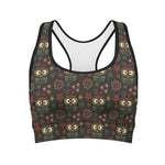 Cute Boho Owl Pattern Print Women's Sports Bra