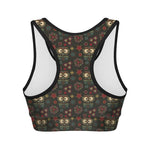 Cute Boho Owl Pattern Print Women's Sports Bra