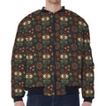 Cute Boho Owl Pattern Print Zip Sleeve Bomber Jacket