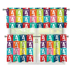 Cute Boston Terrier Faces Print 3 Piece Kitchen Curtains