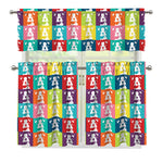 Cute Boston Terrier Faces Print 3 Piece Kitchen Curtains