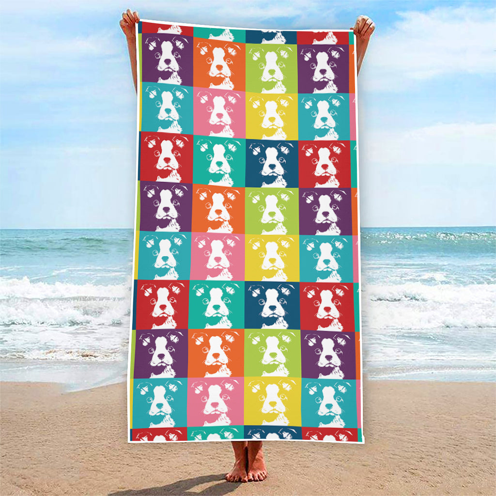 Cute Boston Terrier Faces Print Beach Towel