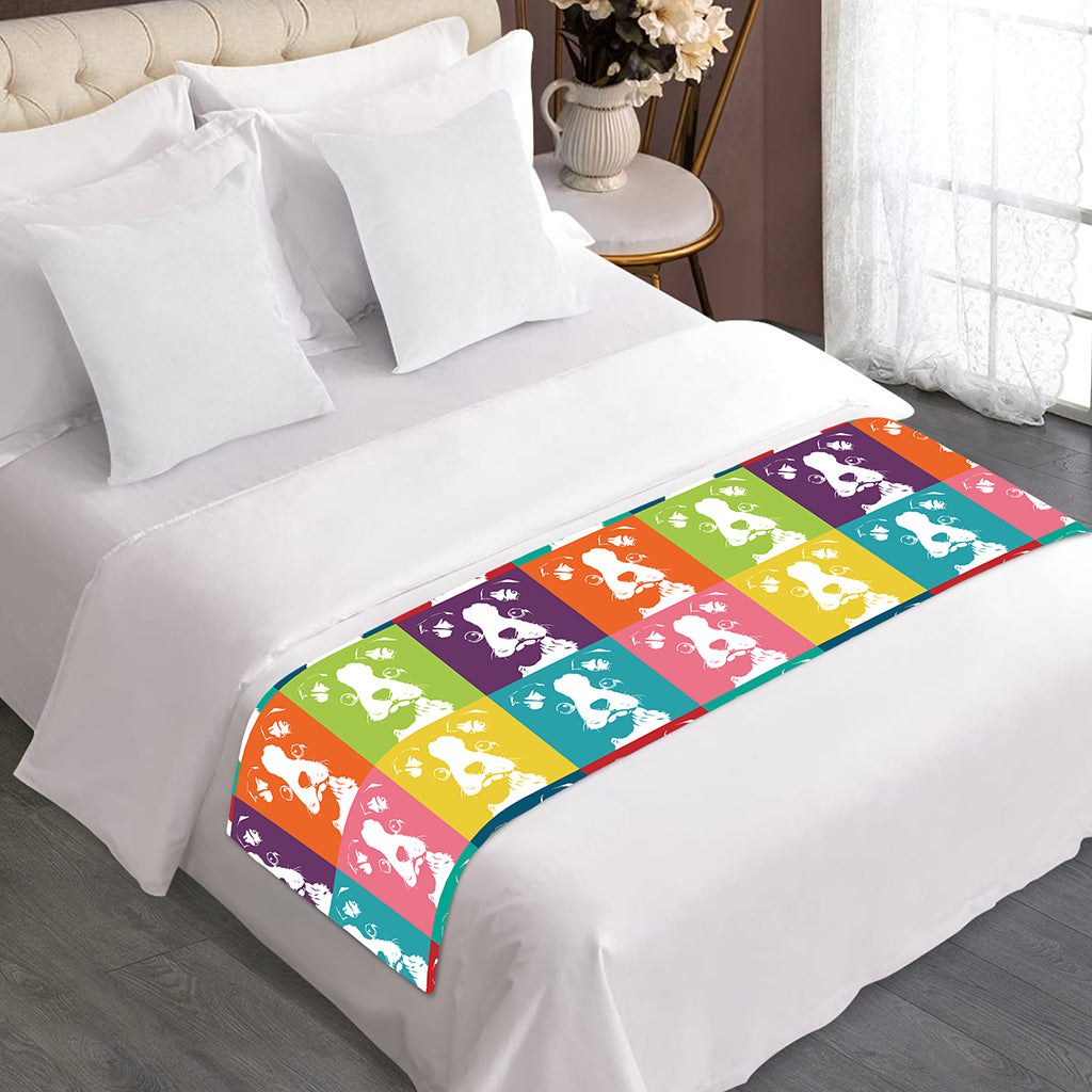 Cute Boston Terrier Faces Print Bed Runner