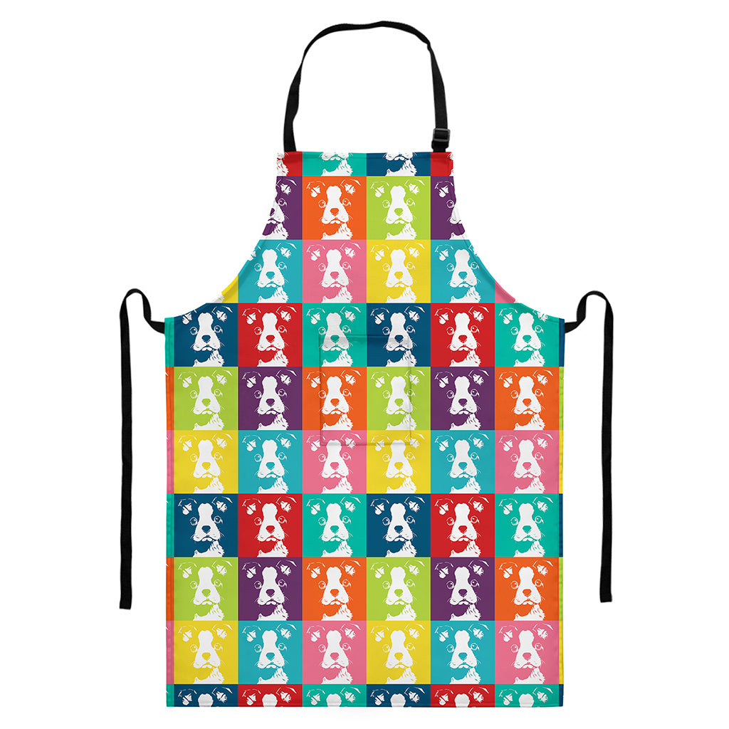 Cute Boston Terrier Faces Print Bib Apron With Pocket