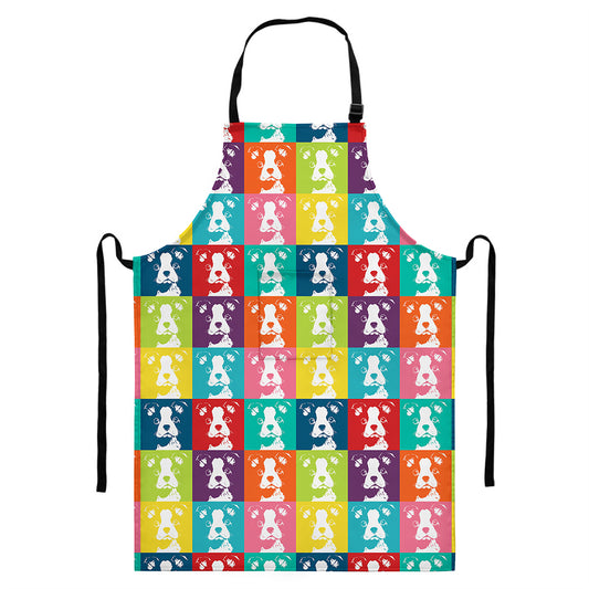 Cute Boston Terrier Faces Print Bib Apron With Pocket