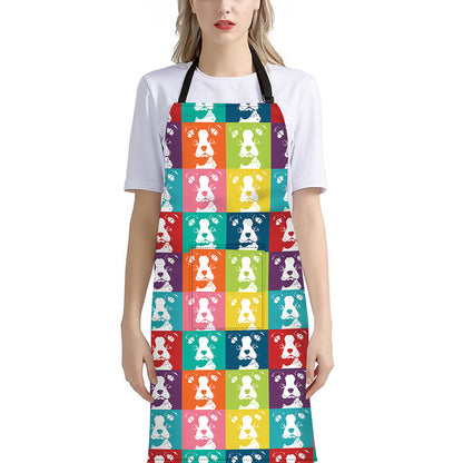 Cute Boston Terrier Faces Print Bib Apron With Pocket