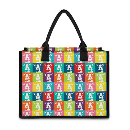 Cute Boston Terrier Faces Print Canvas Tote Bag