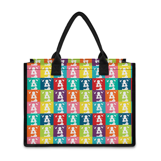 Cute Boston Terrier Faces Print Canvas Tote Bag