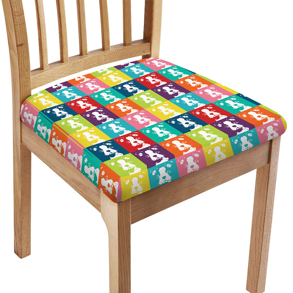 Cute Boston Terrier Faces Print Chair Cushion Cover