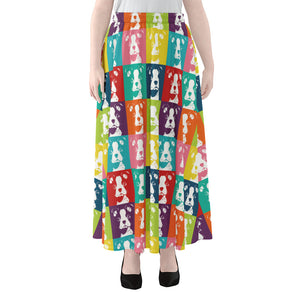 Cute Boston Terrier Faces Print Chiffon Maxi Skirt