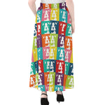 Cute Boston Terrier Faces Print Chiffon Maxi Skirt