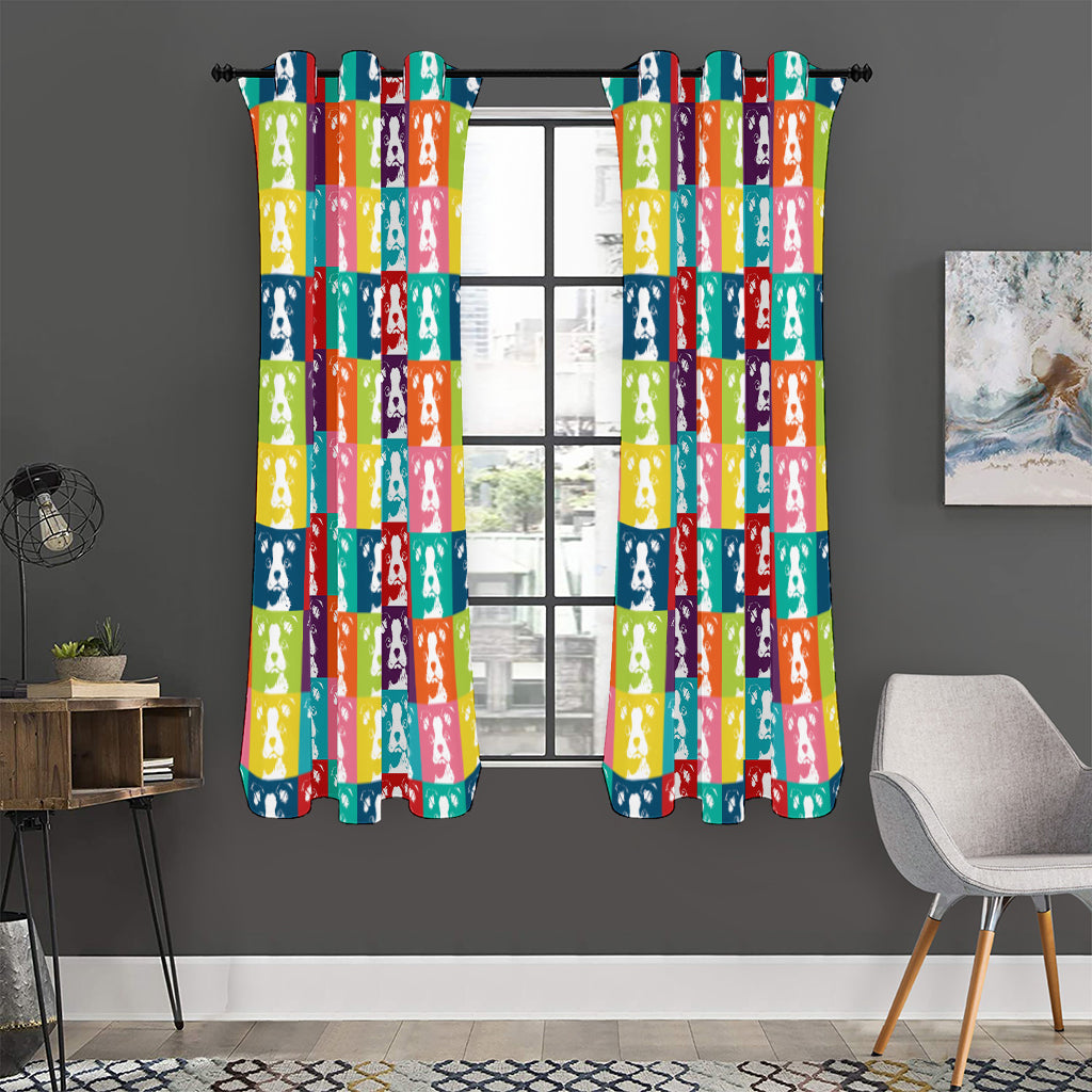 Cute Boston Terrier Faces Print Curtain