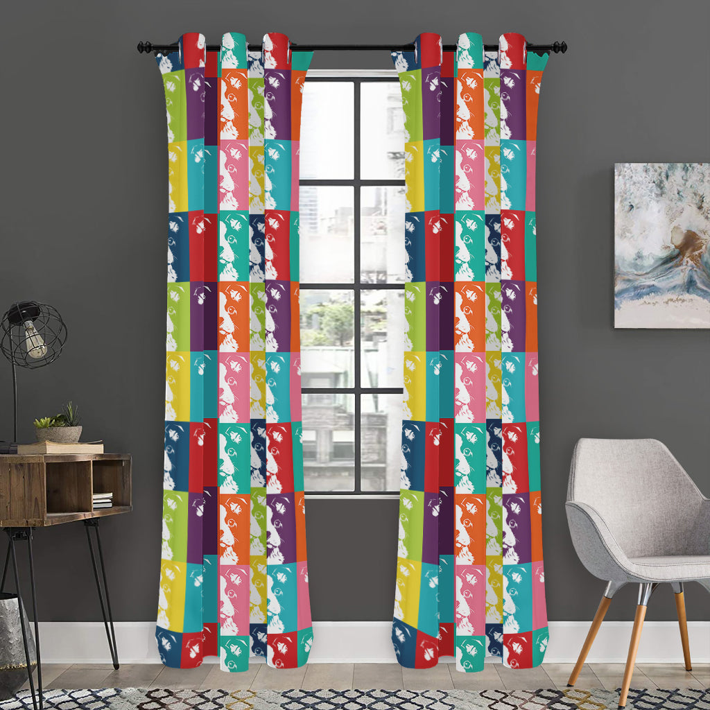 Cute Boston Terrier Faces Print Curtain