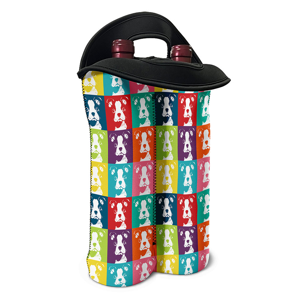 Cute Boston Terrier Faces Print Double Neoprene Wine Tote