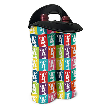 Cute Boston Terrier Faces Print Double Neoprene Wine Tote