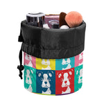 Cute Boston Terrier Faces Print Drawstring Makeup Bag