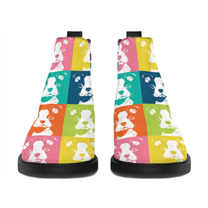 Cute Boston Terrier Faces Print Flat Ankle Boots