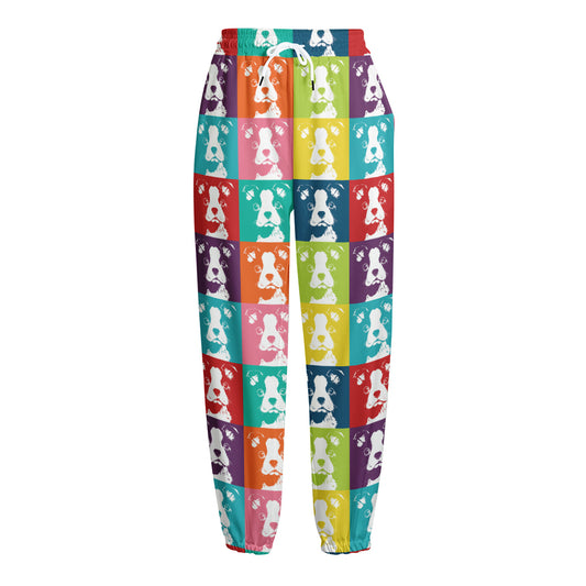 Cute Boston Terrier Faces Print Fleece Lined Knit Pants