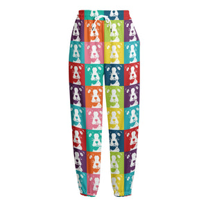 Cute Boston Terrier Faces Print Fleece Lined Knit Pants