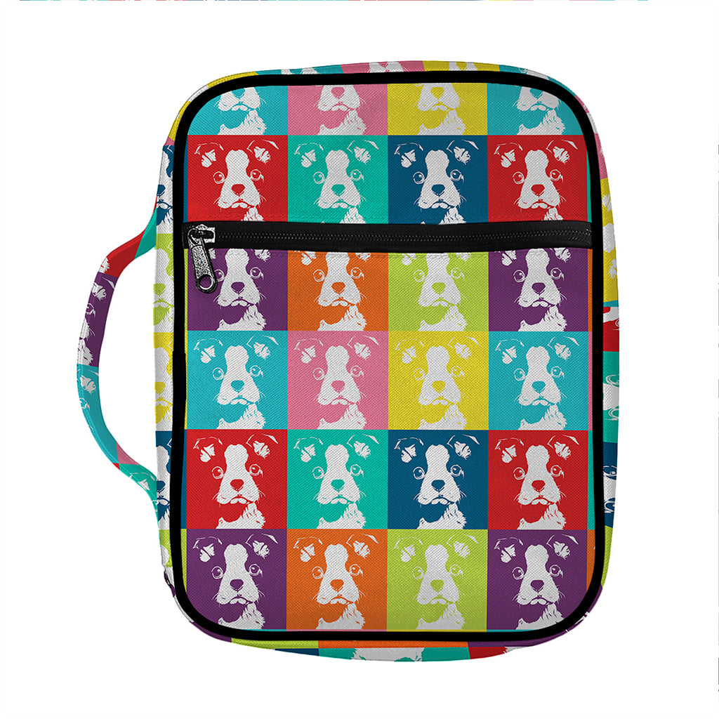 Cute Boston Terrier Faces Print Front Pocket Bible Bag