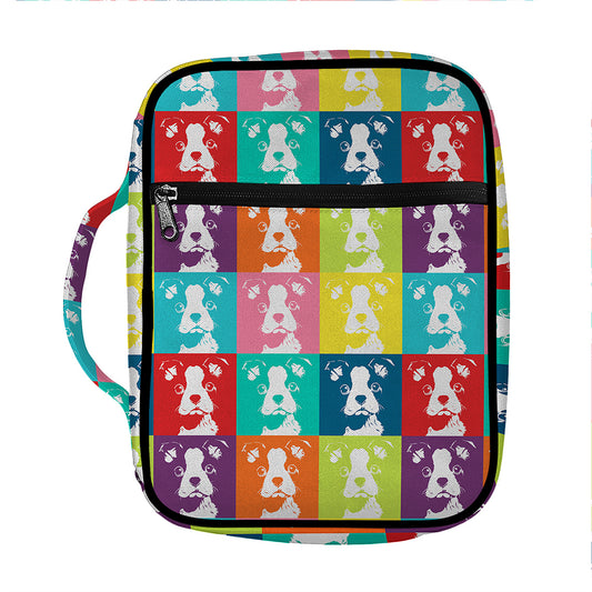 Cute Boston Terrier Faces Print Front Pocket Bible Bag