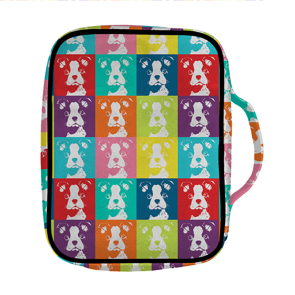 Cute Boston Terrier Faces Print Front Pocket Bible Bag