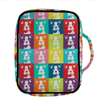 Cute Boston Terrier Faces Print Front Pocket Bible Bag