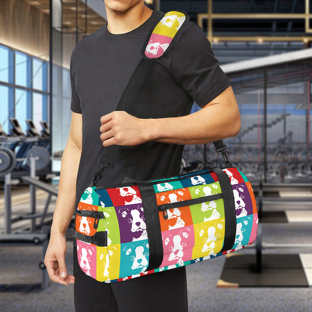 Cute Boston Terrier Faces Print Gym Bag