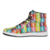 Cute Boston Terrier Faces Print High Top Leather Sneakers