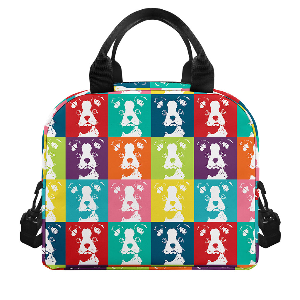 Cute Boston Terrier Faces Print Insulated Lunch Bag