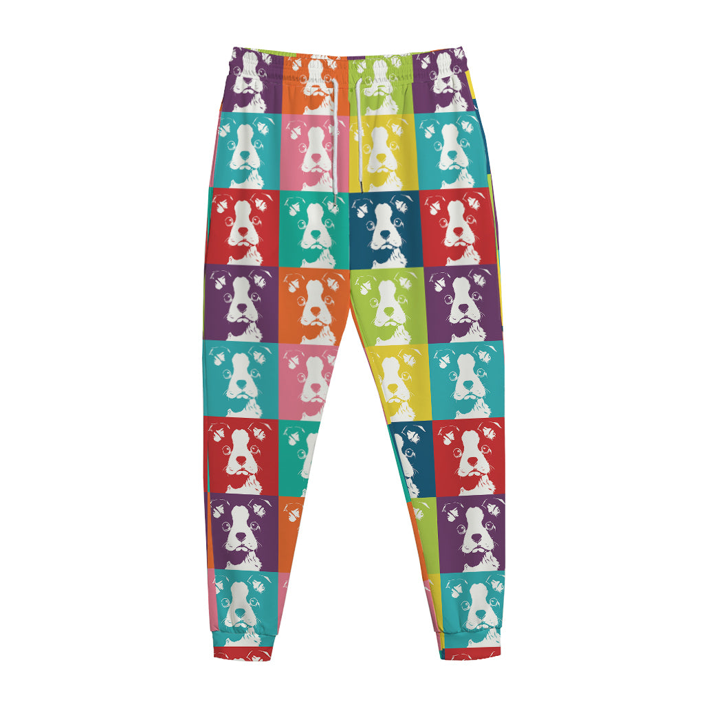 Cute Boston Terrier Faces Print Jogger Pants