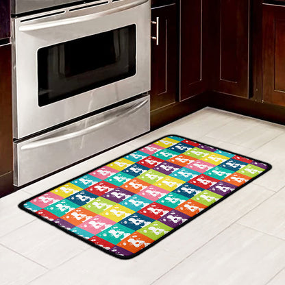 Cute Boston Terrier Faces Print Kitchen Mat