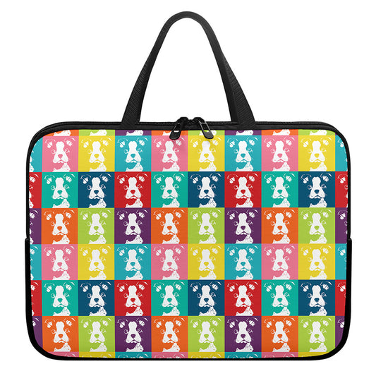 Cute Boston Terrier Faces Print Laptop Sleeve With Handle