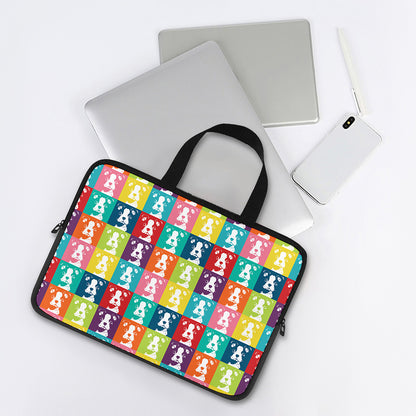Cute Boston Terrier Faces Print Laptop Sleeve With Handle