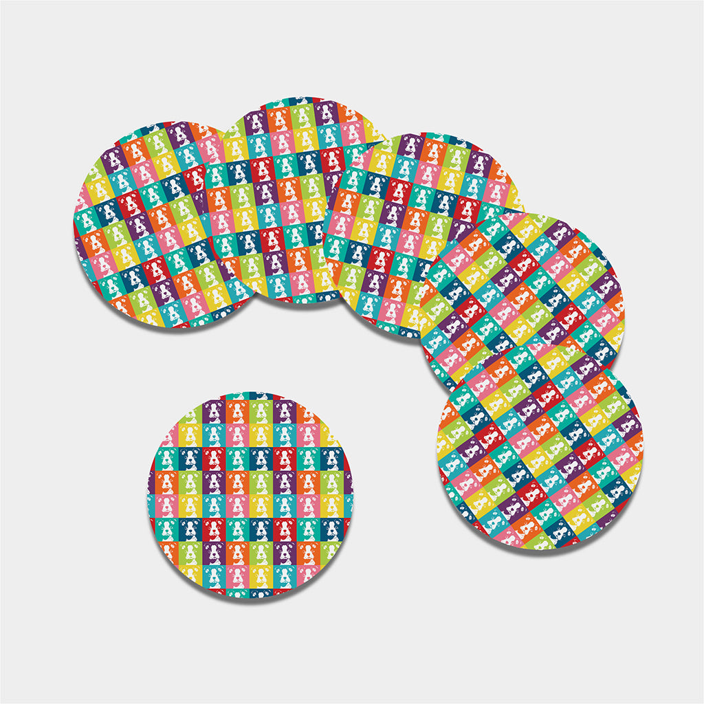 Cute Boston Terrier Faces Print Leather Coaster Set