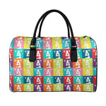 Cute Boston Terrier Faces Print Leather Duffle Bag