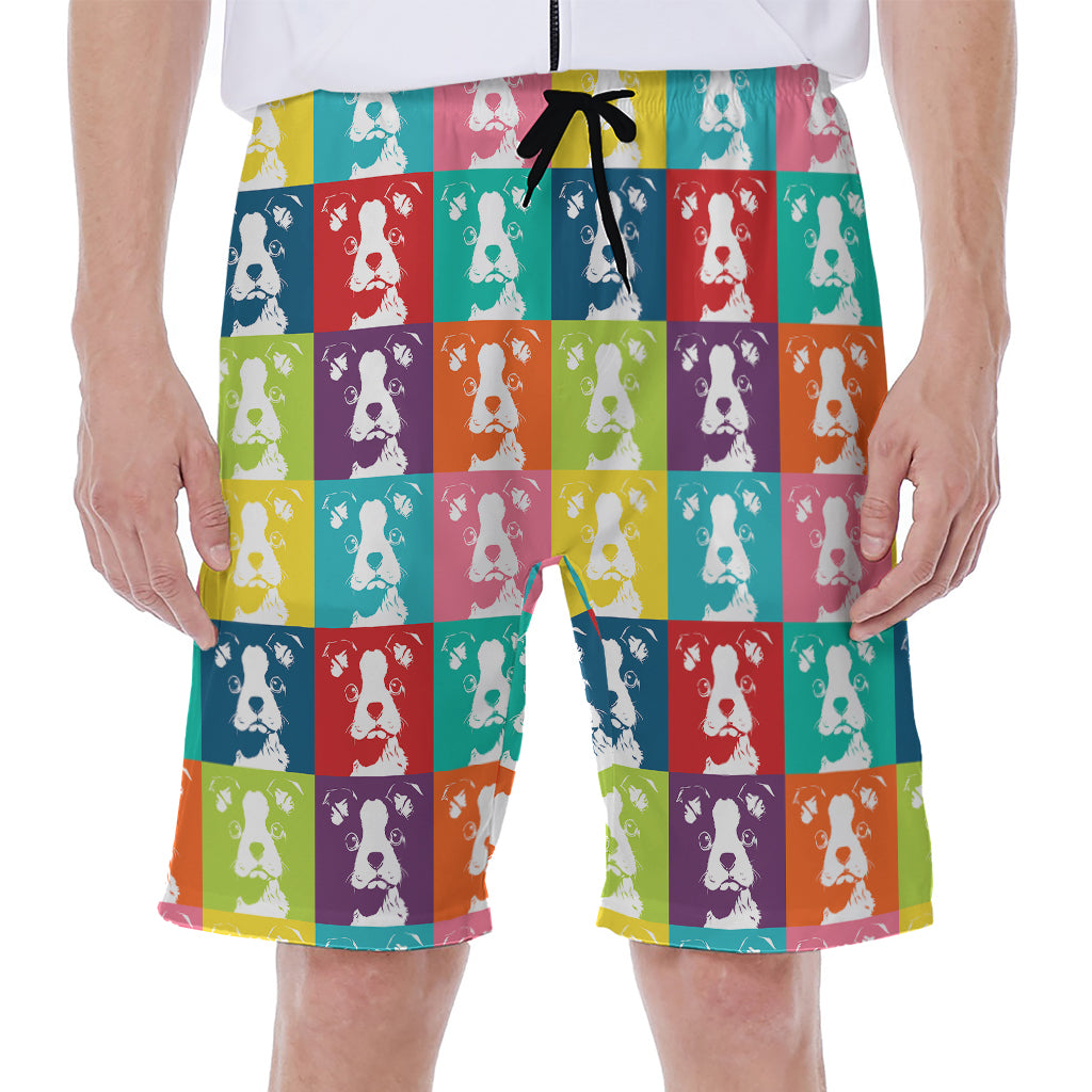 Cute Boston Terrier Faces Print Men's Beach Shorts